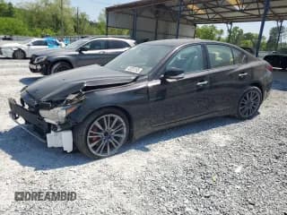 ✅ 2023 Infiniti Q50 Red Sport 400 • VIN: JN1FV7DP4PM570259 • Lot: 53283165. Listed on Copart with 9,456 mi. Free auction sales archive from the USA and detailed vehicle history report at DreamBid. Image 1.