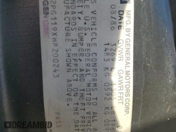 ✅ 1987 Pontiac Fiero GT • VIN: 1G2PG119XHP200243 • Lot: 74389864. Wystawiony na Copart z przebiegiem 109 478 mil. Bezpłatny archiwum sprzedaży aukcyjnych z USA i szczegółowy raport historii pojazdu na DreamBid. Zdjęcie 12.