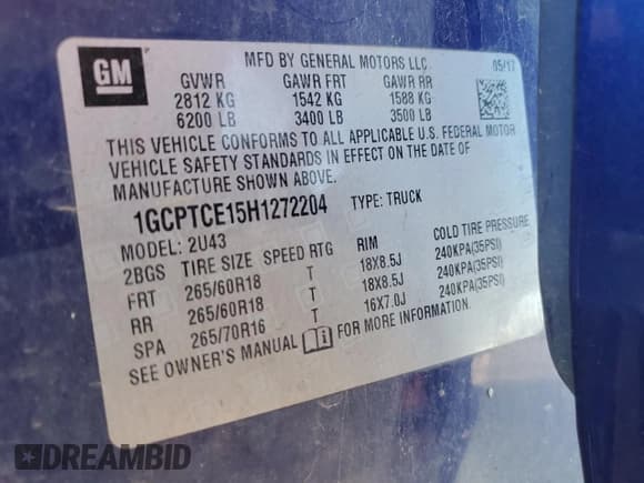 ✅ 2017 Chevrolet Colorado 4WD LT • VIN: 1GCPTCE15H1272204 • Lot: 47125045. Listed on Copart with 173,959 mi. Free auction sales archive from the USA and detailed vehicle history report at DreamBid. Image 12.