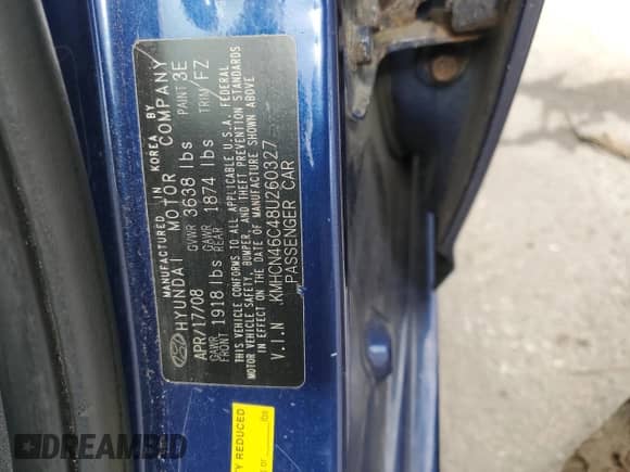 2008 Hyundai Accent GLS с VIN KMHCN46C48U260327, выставлен на аукционе Copart как лот 75771754 с пробегом 88 995 миль миль и Чистый • Clean title. История ставок и продаж доступна на DreamBid. Изображение 12.