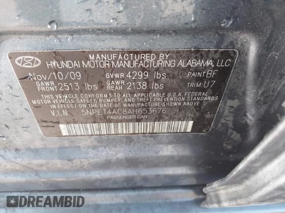 ✅ 2010 Hyundai Sonata GLS • VIN: 5NPET4AC8AH653676 • Лот: 41366791. Опубликован ранее на IAAI с пробегом 172 436 миль. Бесплатный доступ к архиву аукционных продаж из США и подробный отчёт об истории автомобиля на DreamBid. Изображение 9.