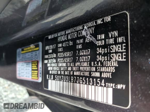 2018 Hyundai Santa Fe 2.4L with VIN 5XYZU3LB7JG513154, listed as a Copart auction lot 71161875 with 75,398 mi miles and Salvage title. Bid and sale history available at DreamBid. Image 12.