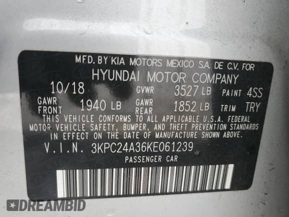 2019 Hyundai Accent SE с VIN 3KPC24A36KE061239, выставлен на аукционе Copart как лот 42562844 с пробегом 100 968 миль миль и . История ставок и продаж доступна на DreamBid. Изображение 12.