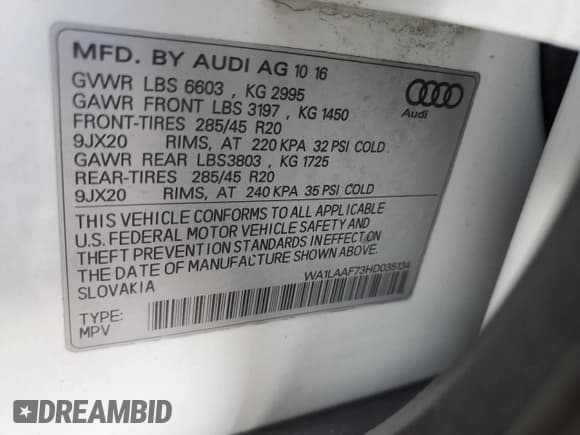 ✅ 2017 Audi Q7 Premium Plus • VIN: WA1LAAF73HD035134 • Lot: 87346025. Wystawiony na Copart z przebiegiem 77 196 mil. Bezpłatny archiwum sprzedaży aukcyjnych z USA i szczegółowy raport historii pojazdu na DreamBid. Zdjęcie 13.