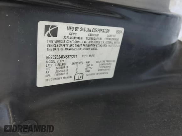 ✅ 2004 Saturn VUE V6 • VIN: 5GZCZ634X4S873221 • Lot: 88653125. Wystawiony na Copart z przebiegiem 275 063 mil. Bezpłatny archiwum sprzedaży aukcyjnych z USA i szczegółowy raport historii pojazdu na DreamBid. Zdjęcie 13.