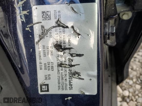 ✅ 2016 Buick Verano • VIN: 1G4PP5SK5G4119036 • Лот: 91668705. Опубликован ранее на Copart с пробегом Не указан. Бесплатный доступ к архиву аукционных продаж из США и подробный отчёт об истории автомобиля на DreamBid. Изображение 12.