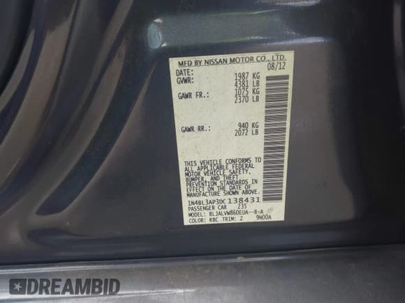 ✅ 2013 Nissan Altima SL • VIN: 1N4BL3AP3DC138431 • Лот: 43036096. Опубликован ранее на IAAI с пробегом 191 980 миль. Бесплатный доступ к архиву аукционных продаж из США и подробный отчёт об истории автомобиля на DreamBid. Изображение 9.