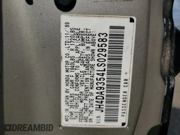 ✅ 1990 Acura Integra • VIN: JH4DA9354LS029583 • Лот: 67895525. Опубликован ранее на Copart с пробегом 214 561 миль. Бесплатный доступ к архиву аукционных продаж из США и подробный отчёт об истории автомобиля на DreamBid. Изображение 12.