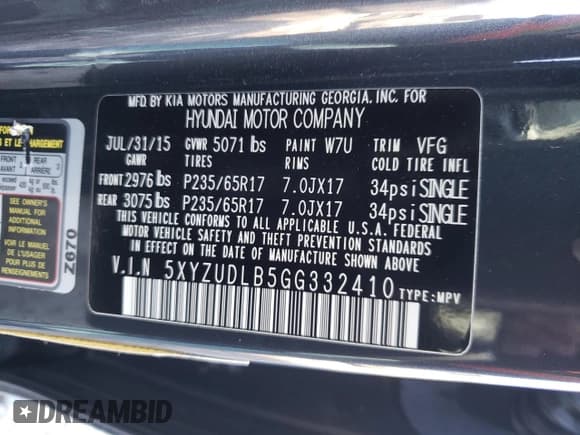 ✅ 2016 Hyundai Santa Fe • VIN: 5XYZUDLB5GG332410 • Лот: 40023993. Опубликован ранее на Copart с пробегом Не указан. Бесплатный доступ к архиву аукционных продаж из США и подробный отчёт об истории автомобиля на DreamBid. Изображение 13.