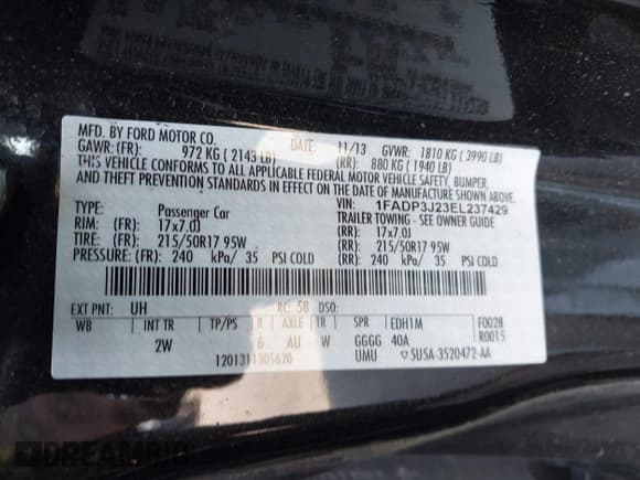 ✅ 2014 Ford Focus Titanium • VIN: 1FADP3J23EL237429 • Lot: 43358765. Listed on IAAI with 138,960 mi. Free auction sales archive from the USA and detailed vehicle history report at DreamBid. Image 9.