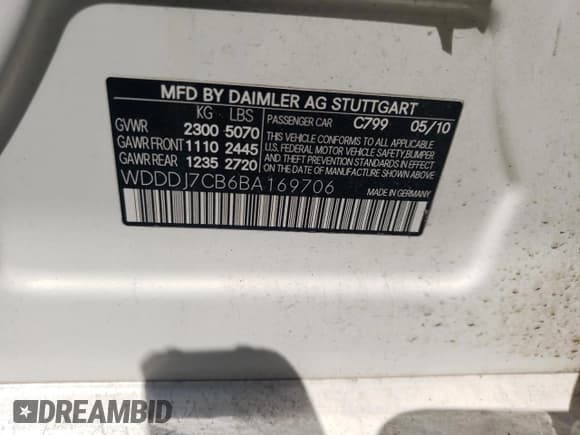 ✅ 2011 Mercedes-Benz CLS 550 • VIN: WDDDJ7CB6BA169706 • Lot: 70810624. Wystawiony na Copart z przebiegiem Nie podano. Bezpłatny archiwum sprzedaży aukcyjnych z USA i szczegółowy raport historii pojazdu na DreamBid. Zdjęcie 12.