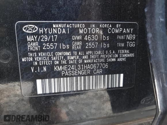 ✅ 2017 Hyundai Sonata SE • VIN: KMHE24L31HA067706 • Лот: 63690862. Опубликован ранее на Copart с пробегом 137 346 миль. Бесплатный доступ к архиву аукционных продаж из США и подробный отчёт об истории автомобиля на DreamBid. Изображение 10.