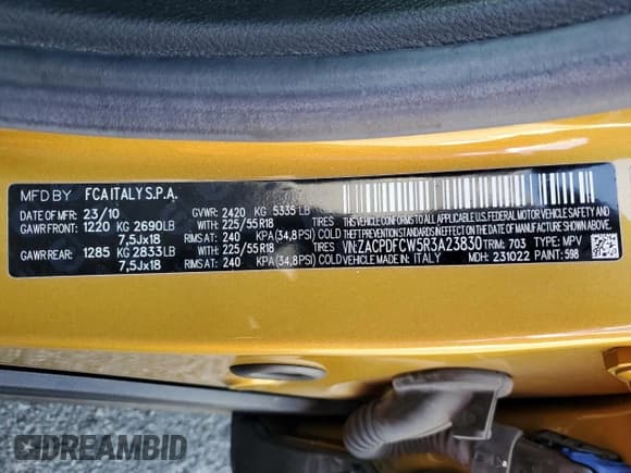 ✅ 2024 Dodge Hornet R/T • VIN: ZACPDFCW5R3A23830 • Lot: 65752895. Listed on Copart with 3,572 mi. Free auction sales archive from the USA and detailed vehicle history report at DreamBid. Image 12.