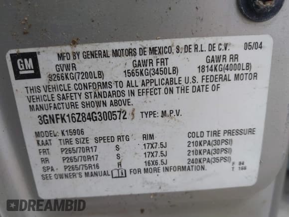 ✅ 2004 Chevrolet Suburban LS • VIN: 3GNFK16Z84G300572 • Лот: 41892151. Опубликован ранее на IAAI с пробегом Не указан. Бесплатный доступ к архиву аукционных продаж из США и подробный отчёт об истории автомобиля на DreamBid. Изображение 9.