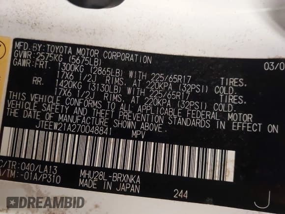 ✅ 2007 Toyota Highlander w/3rd Row • VIN: JTEEW21A270048841 • Lot: 43878244. Wystawiony na IAAI z przebiegiem 213 063 mil. Bezpłatny archiwum sprzedaży aukcyjnych z USA i szczegółowy raport historii pojazdu na DreamBid. Zdjęcie 9.