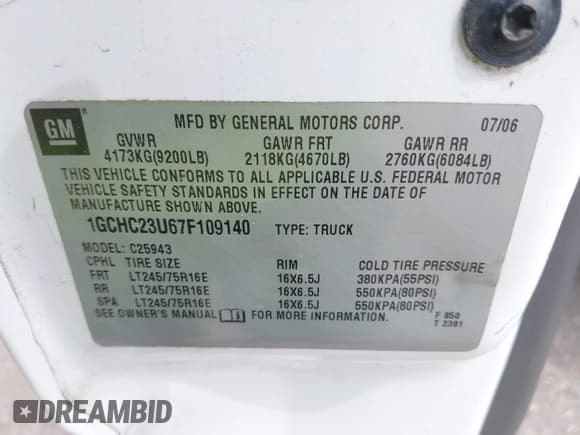 ✅ 2007 Chevrolet Silverado 2500HD LS • VIN: 1GCHC23U67F109140 • Лот: 42656177. Опубликован ранее на IAAI с пробегом 312 218 миль. Бесплатный доступ к архиву аукционных продаж из США и подробный отчёт об истории автомобиля на DreamBid. Изображение 9.