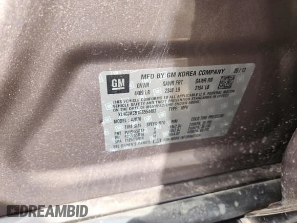 ✅ 2014 Buick Encore Premium • VIN: KL4CJHSB1EB554483 • Lot: 80320385. Listed on Copart with 91,863 mi. Free auction sales archive from the USA and detailed vehicle history report at DreamBid. Image 14.