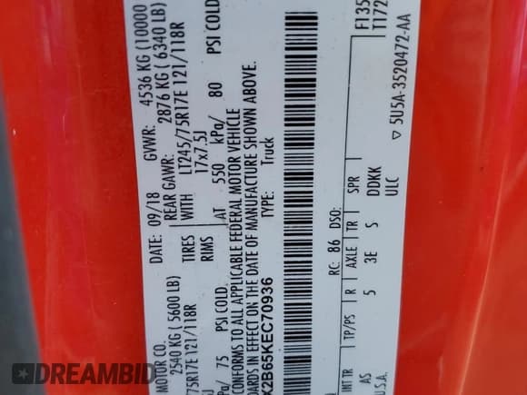 ✅ 2019 Ford F-250 XL • VIN: 1FT7X2B65KEC70936 • Lot: 60087475. Listed on Copart with 68,038 mi. Free auction sales archive from the USA and detailed vehicle history report at DreamBid. Image 12.