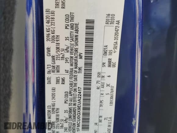 ✅ 2014 Ford Escape SE • VIN: 1FMCU0GX9EUA22417 • Lot: 71364575. Wystawiony na Copart z przebiegiem 133 757 mil. Bezpłatny archiwum sprzedaży aukcyjnych z USA i szczegółowy raport historii pojazdu na DreamBid. Zdjęcie 13.