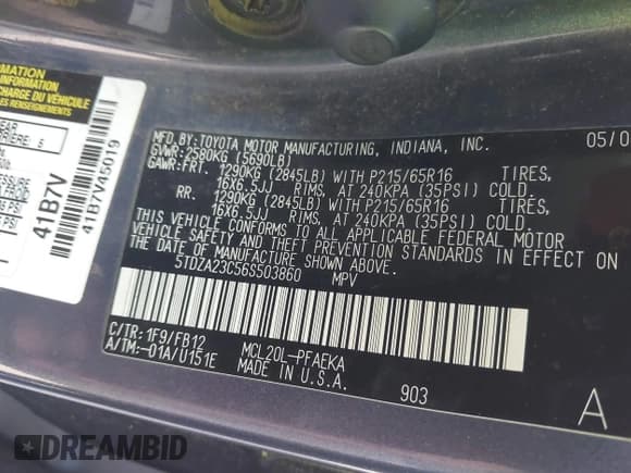 ✅ 2006 Toyota Sienna CE • VIN: 5TDZA23C56S503860 • Lot: 43610882. Wystawiony na IAAI z przebiegiem Nie podano. Bezpłatny archiwum sprzedaży aukcyjnych z USA i szczegółowy raport historii pojazdu na DreamBid. Zdjęcie 9.