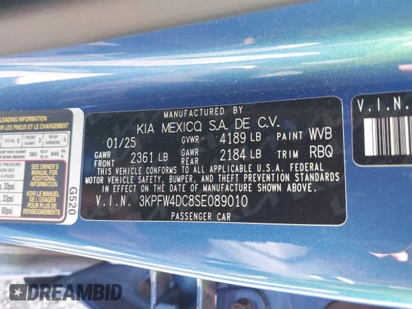 ✅ 2025 Kia K4 GT-Line Turbo • VIN: 3KPFW4DC8SE089010 • Lot: 43095561. Listed on IAAI with 11,239 mi. Free auction sales archive from the USA and detailed vehicle history report at DreamBid. Image 9.