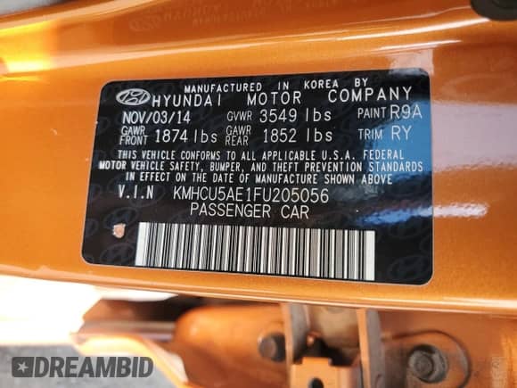 ✅ 2015 Hyundai Accent Sport • VIN: KMHCU5AE1FU205056 • Lot: 71083045. Wystawiony na Copart z przebiegiem 124 231 mil. Bezpłatny archiwum sprzedaży aukcyjnych z USA i szczegółowy raport historii pojazdu na DreamBid. Zdjęcie 12.