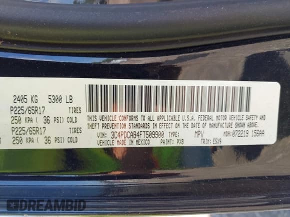 ✅ 2015 Dodge Journey American Value • VIN: 3C4PDCAB4FT509900 • Lot: 43026566. Wystawiony na IAAI z przebiegiem 60 890 mil. Bezpłatny archiwum sprzedaży aukcyjnych z USA i szczegółowy raport historii pojazdu na DreamBid. Zdjęcie 9.