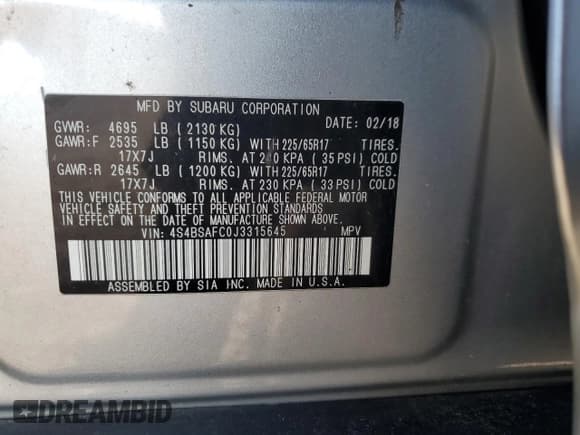 ✅ 2018 Subaru Outback Premium • VIN: 4S4BSAFC0J3315645 • Лот: 93182105. Опубликован ранее на Copart с пробегом 55 243 миль. Бесплатный доступ к архиву аукционных продаж из США и подробный отчёт об истории автомобиля на DreamBid. Изображение 13.