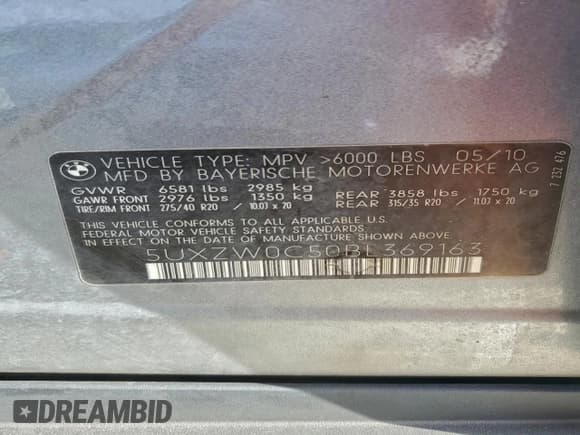 ✅ 2011 BMW X5 35d • VIN: 5UXZW0C50BL369163 • Lot: 89516705. Listed on Copart with 166,314 mi. Free auction sales archive from the USA and detailed vehicle history report at DreamBid. Image 13.