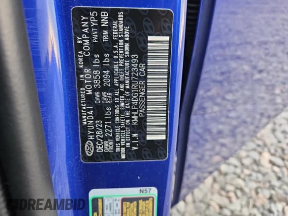 ✅ 2024 Hyundai Elantra Limited • VIN: KMHLP4DG1RU723493 • Lot: 81239855. Listed on Copart with 14,076 mi. Free auction sales archive from the USA and detailed vehicle history report at DreamBid. Image 12.