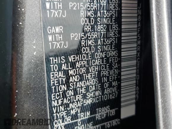 ✅ 2012 Nissan Juke SV • VIN: JN8AF5MRXCT101627 • Lot: 70234285. Listed on Copart with 77,609 mi. Free auction sales archive from the USA and detailed vehicle history report at DreamBid. Image 12.