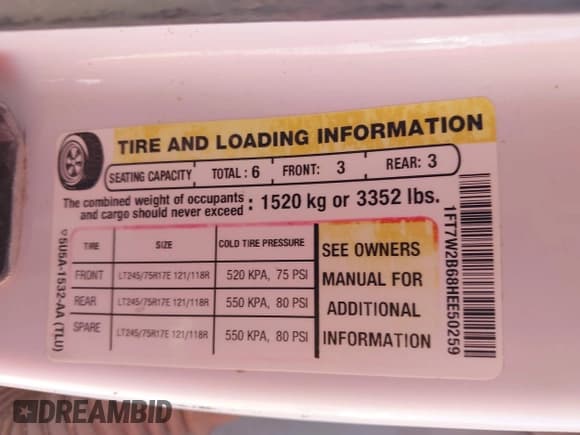 ✅ 2017 Ford F-250 Lariat • VIN: 1FT7W2B68HEE50259 • Lot: 42499554. Wystawiony na IAAI z przebiegiem 234 034 mil. Bezpłatny archiwum sprzedaży aukcyjnych z USA i szczegółowy raport historii pojazdu na DreamBid. Zdjęcie 9.