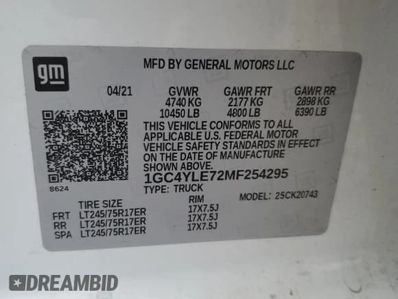 ✅ 2021 Chevrolet Silverado 2500HD Work Truck • VIN: 1GC4YLE72MF254295 • Lot: 54520625. Wystawiony na Copart z przebiegiem 189 454 mil. Bezpłatny archiwum sprzedaży aukcyjnych z USA i szczegółowy raport historii pojazdu na DreamBid. Zdjęcie 12.