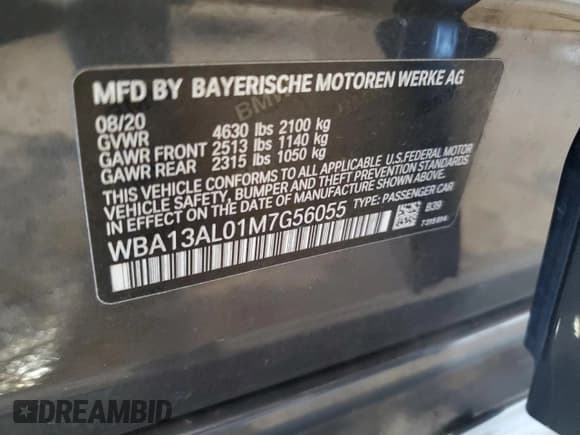 ✅ 2021 BMW 2 Series M235i xDrive • VIN: WBA13AL01M7G56055 • Lot: 61749965. Listed on Copart with 35,272 mi. Free auction sales archive from the USA and detailed vehicle history report at DreamBid. Image 12.