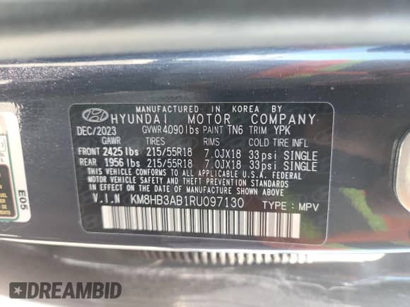 2024 Hyundai Kona SEL z VIN KM8HB3AB1RU097130, wystawiony jako Copart lot #67791975 z przebiegiem 31 837 mil mil oraz Szkoda całkowita • Salvage title. Historia ofert i sprzedaży dostępna na DreamBid. Obrazek 12.