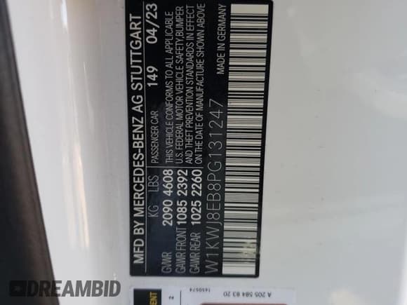 ✅ 2023 Mercedes-Benz C 300 • VIN: W1KWJ8EB8PG131247 • Lot: 40616584. Wystawiony na Copart z przebiegiem 823 mil. Bezpłatny archiwum sprzedaży aukcyjnych z USA i szczegółowy raport historii pojazdu na DreamBid. Zdjęcie 13.