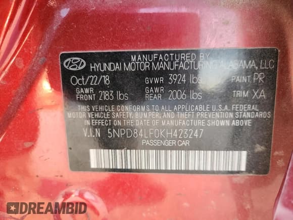 ✅ 2019 Hyundai Elantra Value Edition • VIN: 5NPD84LF0KH423247 • Lot: 86518465. Wystawiony na Copart z przebiegiem 137 692 mil. Bezpłatny archiwum sprzedaży aukcyjnych z USA i szczegółowy raport historii pojazdu na DreamBid. Zdjęcie 13.