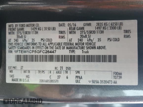 ✅ 2016 Ford F-150 Lariat • VIN: 1FTEW1CP5GFC26447 • Lot: 84439895. Wystawiony na Copart z przebiegiem 127 807 mil. Bezpłatny archiwum sprzedaży aukcyjnych z USA i szczegółowy raport historii pojazdu na DreamBid. Zdjęcie 13.