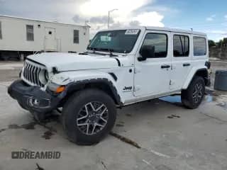 2025 Jeep Wrangler Sahara with VIN 1C4PJXEN4SW500445, listed as a Copart auction lot 81642635 with 19,248 mi miles and Clean title. Bid and sale history available at DreamBid. Image 1.