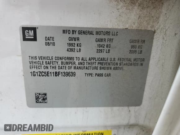 ✅ 2011 Chevrolet Malibu 1LT • VIN: 1G1ZC5E11BF139639 • Lot: 75858714. Wystawiony na Copart z przebiegiem 242 681 mil. Bezpłatny archiwum sprzedaży aukcyjnych z USA i szczegółowy raport historii pojazdu na DreamBid. Zdjęcie 12.