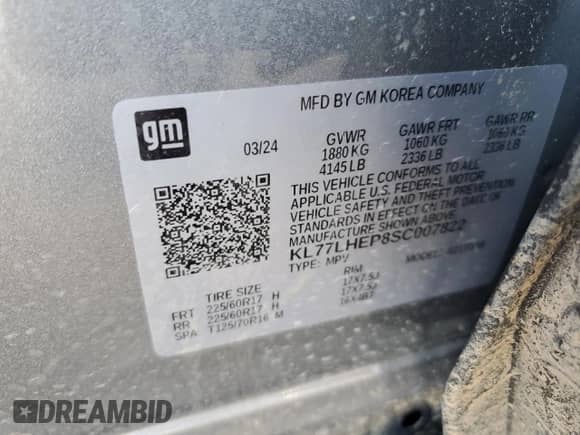 2025 Chevrolet Trax LT с VIN KL77LHEP8SC007822, выставлен на аукционе Copart как лот 51601495 с пробегом 7 987 миль миль и Списание • Salvage title. История ставок и продаж доступна на DreamBid. Изображение 15.