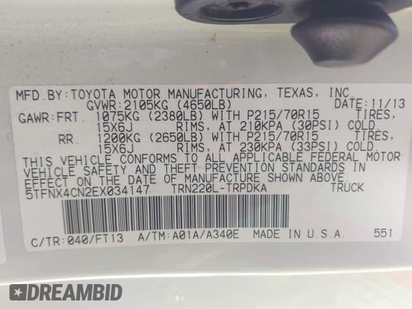 ✅ 2014 Toyota Tacoma • VIN: 5TFNX4CN2EX034147 • Лот: 43721733. Опубликован ранее на IAAI с пробегом 164 717 миль. Бесплатный доступ к архиву аукционных продаж из США и подробный отчёт об истории автомобиля на DreamBid. Изображение 9.