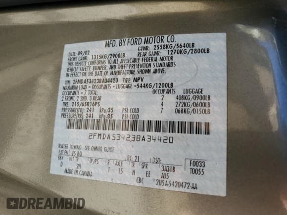 ✅ 2003 Ford Windstar SEL • VIN: 2FMDA53423BA34420 • Lot: 91514615. Wystawiony na Copart z przebiegiem 172 973 mil. Bezpłatny archiwum sprzedaży aukcyjnych z USA i szczegółowy raport historii pojazdu na DreamBid. Zdjęcie 13.