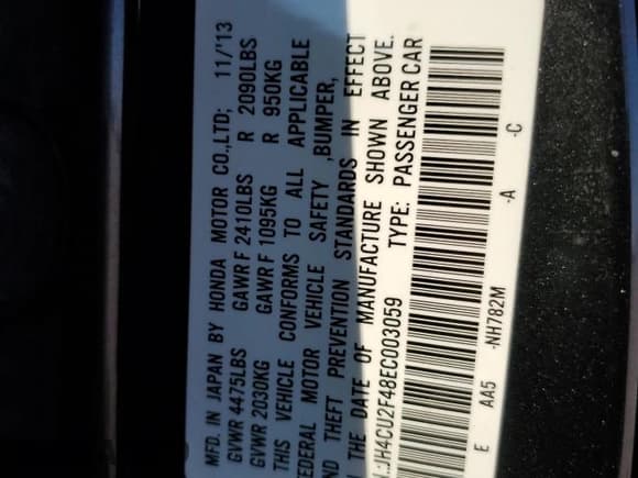 ✅ 2014 Acura TSX • VIN: JH4CU2F48EC003059 • Lot: 72375324. Listed on Copart with 110,921 mi. Free auction sales archive from the USA and detailed vehicle history report at DreamBid. Image 12.