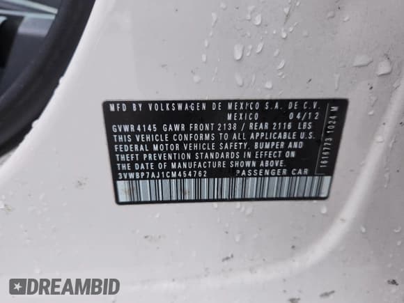 ✅ 2012 Volkswagen Jetta SE • VIN: 3VWBP7AJ1CM454762 • Лот: 71417635. Опубликован ранее на Copart с пробегом 155 125 миль. Бесплатный доступ к архиву аукционных продаж из США и подробный отчёт об истории автомобиля на DreamBid. Изображение 13.