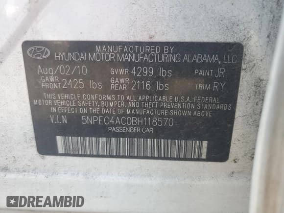 ✅ 2011 Hyundai Sonata SE • VIN: 5NPEC4AC0BH118570 • Lot: 87250365. Wystawiony na Copart z przebiegiem 165 133 mil. Bezpłatny archiwum sprzedaży aukcyjnych z USA i szczegółowy raport historii pojazdu na DreamBid. Zdjęcie 13.