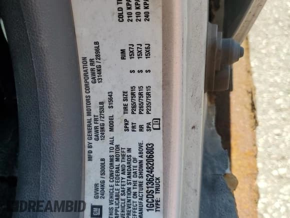 ✅ 2004 Chevrolet Colorado 1SB LS Z85 • VIN: 1GCDS136248206803 • Лот: 56602025. Опубликован ранее на Copart с пробегом 142 649 миль. Бесплатный доступ к архиву аукционных продаж из США и подробный отчёт об истории автомобиля на DreamBid. Изображение 12.