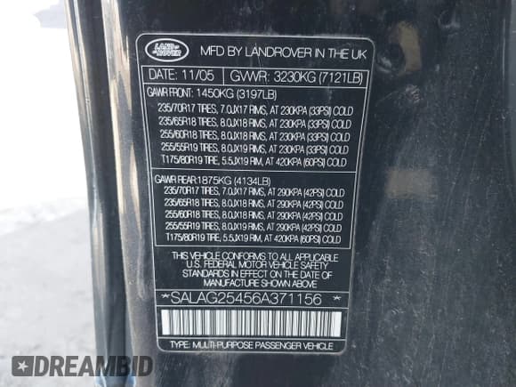 ✅ 2006 Land Rover LR3 HSE • VIN: SALAG25456A371156 • Лот: 41375624. Опубликован ранее на IAAI с пробегом 122 974 миль. Бесплатный доступ к архиву аукционных продаж из США и подробный отчёт об истории автомобиля на DreamBid. Изображение 9.