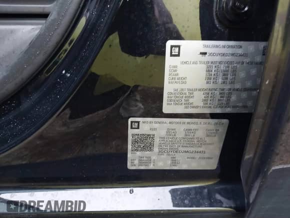 2021 Chevrolet Silverado 1500 LT z VIN 3GCUYDED2MG234431, wystawiony jako IAAI lot #40533055 z przebiegiem 61 510 mil mil oraz . Historia ofert i sprzedaży dostępna na DreamBid. Obrazek 9.