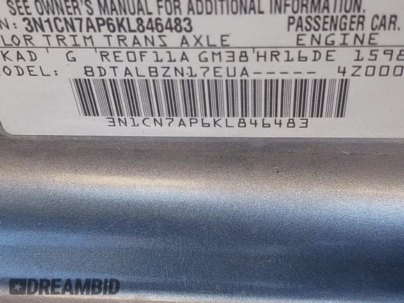 ✅ 2019 Nissan Versa SV • VIN: 3N1CN7AP6KL846483 • Lot: 43911986. Listed on IAAI with 144,937 mi. Free auction sales archive from the USA and detailed vehicle history report at DreamBid. Image 9.